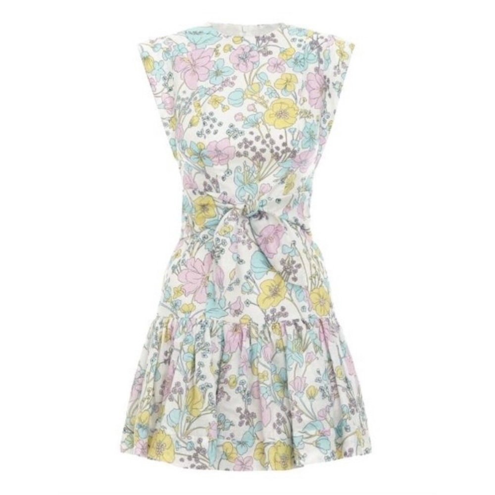 Zimmermann Pastel Floral Mini Dress in White, Yellow, Pink, Blue